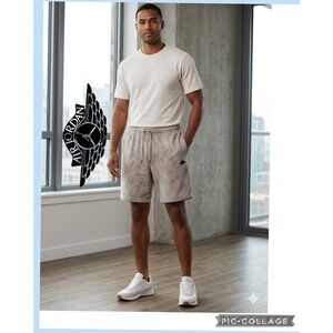 Air Jordan Mens XXL Grey Acid Wash Fleece Shorts Wings Logo Streetwear Vtg Rare
